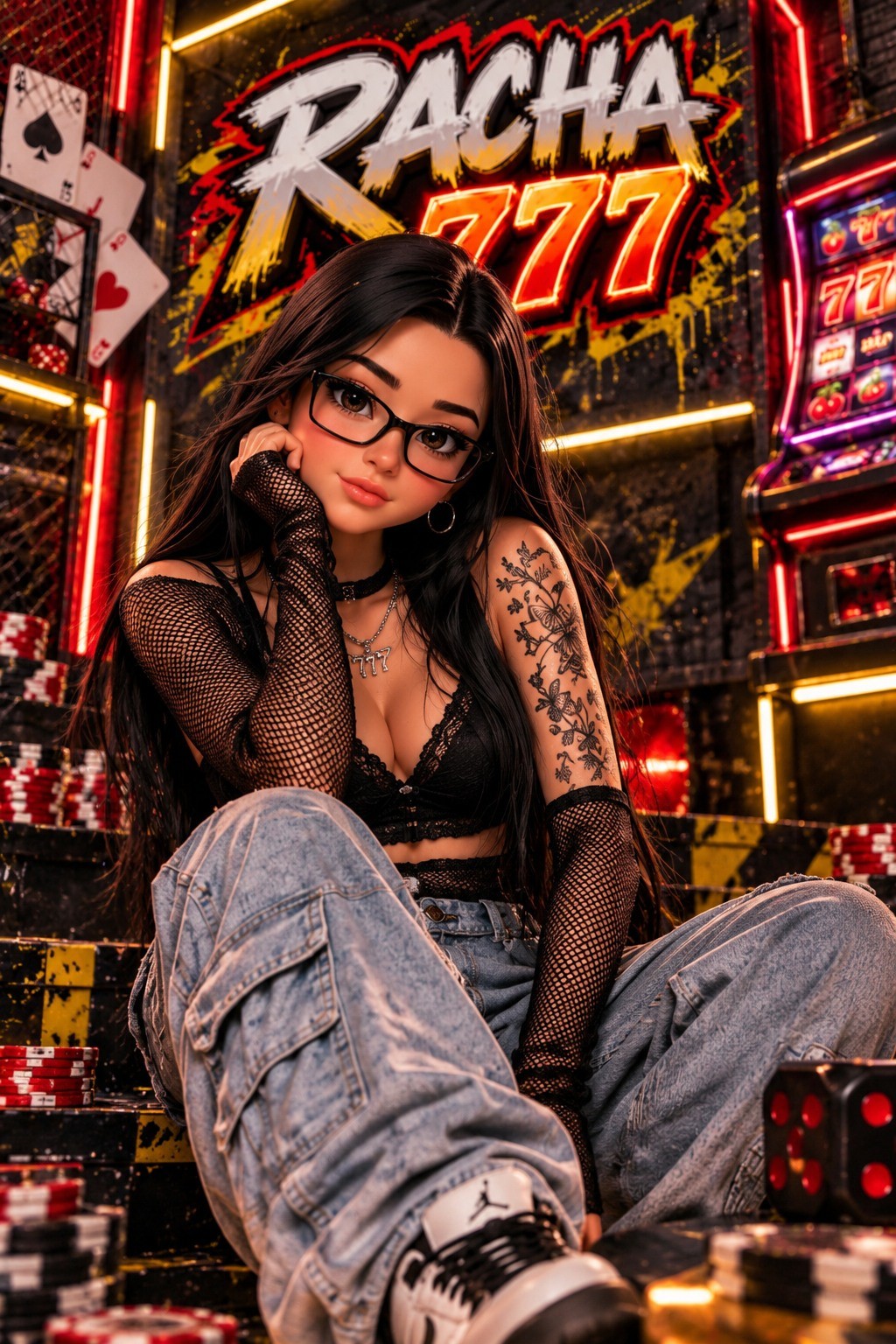 Lizzi, personaje original con lentes RACHA777